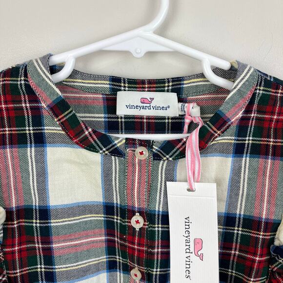 Vineyard Vines Girls' Soft Twill Ruffle Top Royal Stewart Marsh Medium NWT - Picture 3 of 6